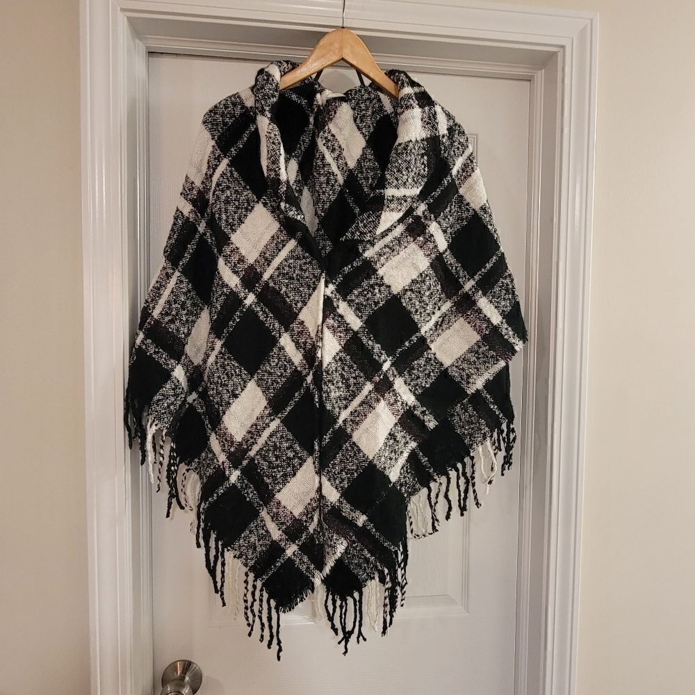 Christopher & Banks Plaid Shawl Poncho